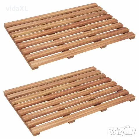 vidaXL Постелки за баня, 2 бр, акациево дърво масив, 56x37 см