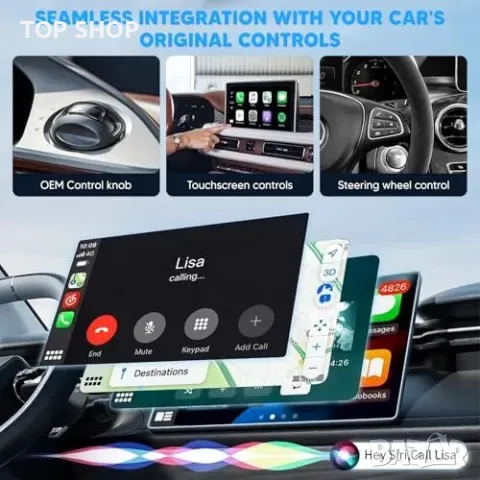 Нов Мини Безжичен CarPlay за iPhone Авто Свързване в Секунди Айфон кола, снимка 6 - Аксесоари за Apple - 49604607