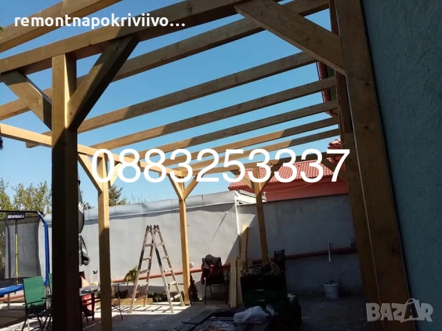 Дървени Навеси Изграждане Дървени конструкции Тераси Беседки