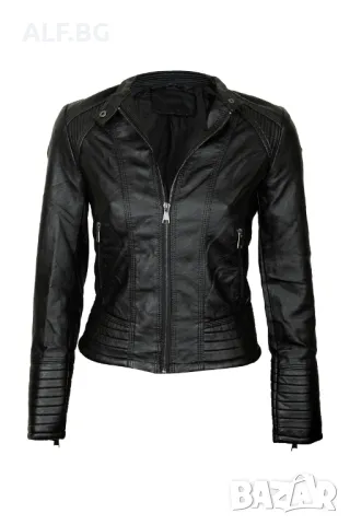 Дамско кожено яке черно 4203, снимка 8 - Якета - 48987927
