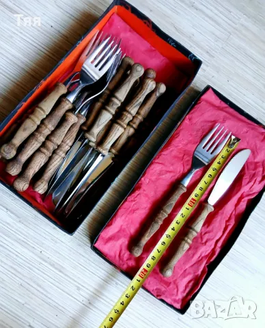 Прибори за хранене с дървени дръжки , снимка 3 - Прибори за хранене, готвене и сервиране - 47989786