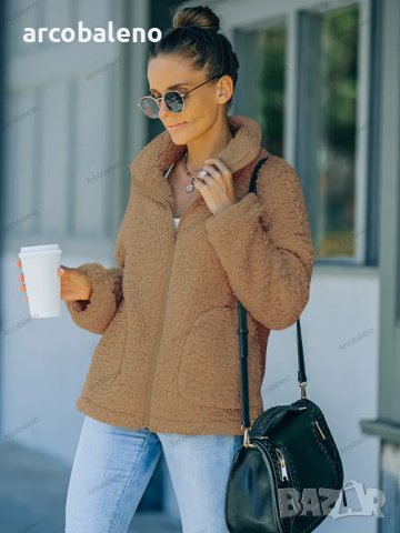 Дамско есенно-зимно топло яке с имитация на агнешки косъм, 6цвята , снимка 4 - Якета - 42090914