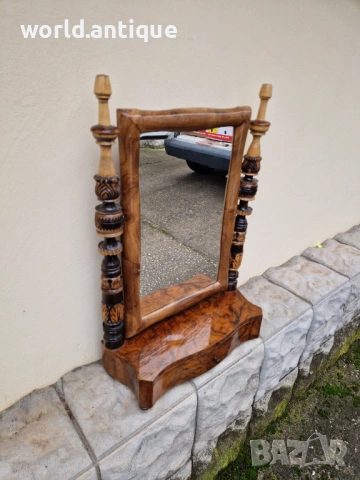 Прекрасна антикварна холандска конзола с огледало масив интарзия дърворезба , снимка 4 - Антикварни и старинни предмети - 53211333