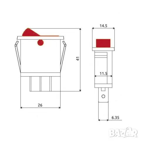 Тънък двупозиционен превключвател 12V 16A 41.5x11.5 mm, снимка 2 - Аксесоари и консумативи - 55865641