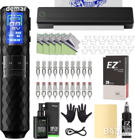 Комплект за татуировки - Машина за шаблонно печатане 6 хода 2,5-4,8 мм