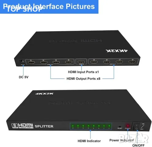 Премиум HDMI сплитер 1х8 изхода/Ultra HD/4K 60Hz 1x8 HDMI до 4Kx2K/3D/EDID и HDCP контрол, снимка 2 - Стойки, 3D очила, аксесоари - 49308616