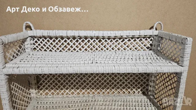 Ретро плетена етажерка с шкафчета, снимка 3 - Етажерки - 56264816