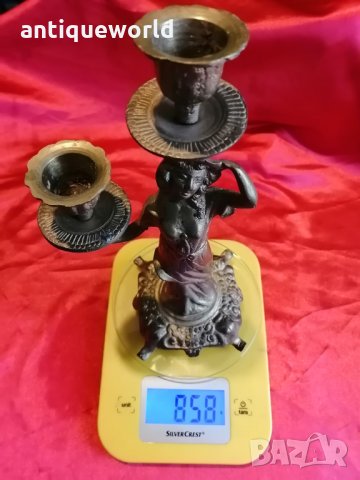 Рядък АРТ ДЕКО Бронзов Свещник ,с Женска Фигура , снимка 7 - Антикварни и старинни предмети - 35272130