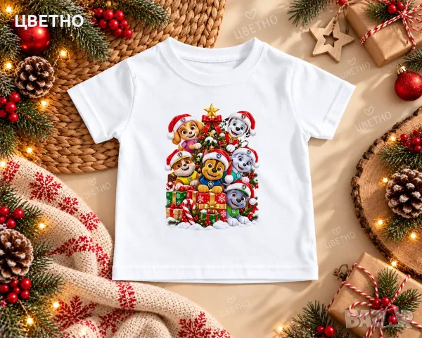 Детски коледни тениски с любими герои K POP, PAW PATROL, ROBLOX
