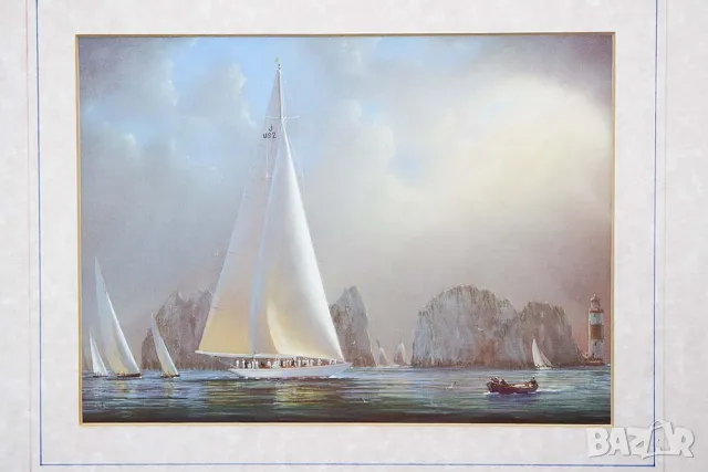 Морски пейзаж с яхти, картина на художника Монтегю Доусън