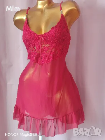 2XL Червена ефирна нощница , снимка 4 - Нощници - 56549094