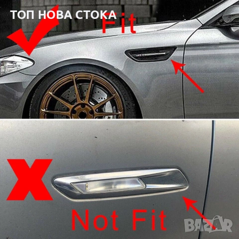 За BMW 5 Серия F10 M5 2011-2016, 2 бр тунинг решетки за странични вентилационни отвори калници, снимка 5 - Части - 54010515