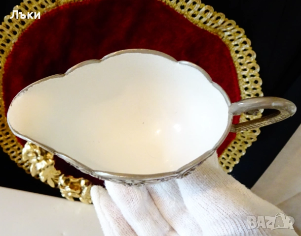 Посребрена каничка,захарница и поднос,рози,барок. , снимка 6 - Антикварни и старинни предмети - 52860398