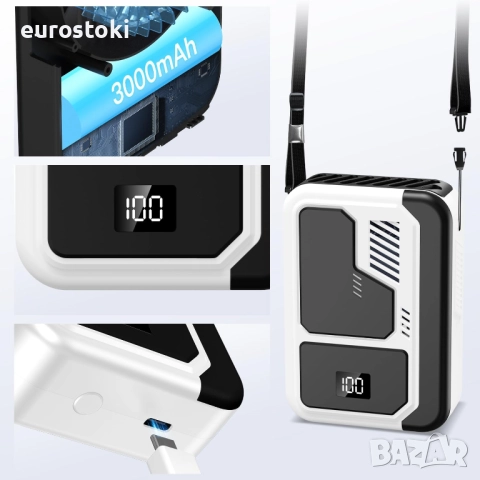 Мини вентилатор Kukiwhy, USB акумулаторен, 3 скорости, снимка 6 - Вентилатори - 52296966