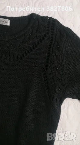 Плетен пуловер черен, снимка 2 - Блузи с дълъг ръкав и пуловери - 50259410