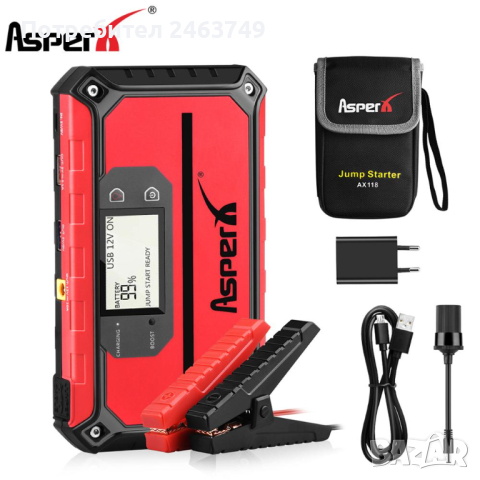 Asperx Portable Car Jump Starter, 18000mAh 12V зарядно устройство за автомобилна батерия с USB Quick, снимка 1