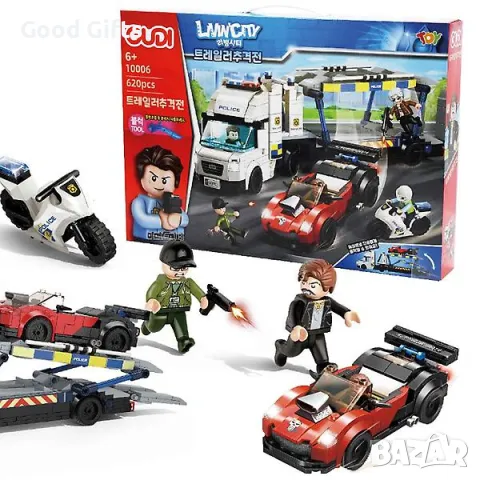 Конструктор GUDI Living’city 620 части тип Лего, Конструктор Полиция, снимка 2 - Конструктори - 49143419