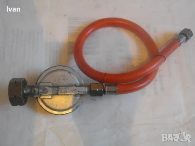 30 mbar РЕДУЦИР ВЕНТИЛ ЗА ГАЗ ПРОПАН-БУТАН С МАРКУЧ 26см с захватни гайки М14, снимка 7 - Други инструменти - 48318796
