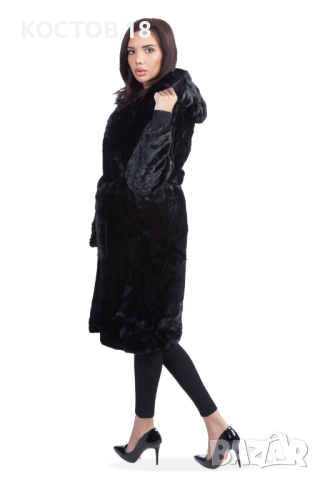 Зимно дамско дълго палто 4253 кафяв/сив/черен, снимка 10 - Якета - 51957816