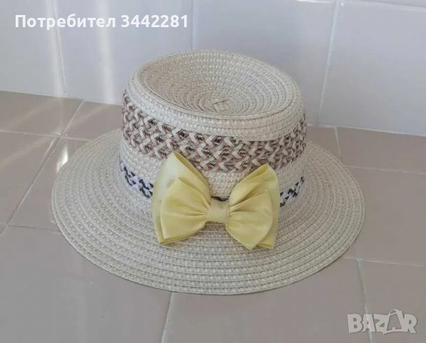 Лятна шапка с жълта панделка, снимка 3 - Шапки - 37702468