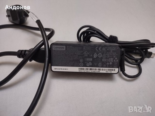 Оригинално зарядно за лаптопи Lenovo - 45W, букса - USB Type-C