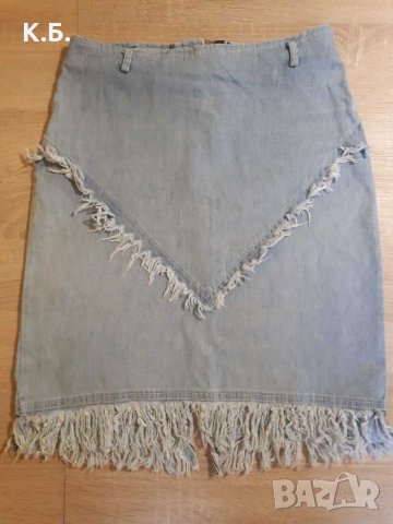 Дънкова пола с ресни, снимка 1