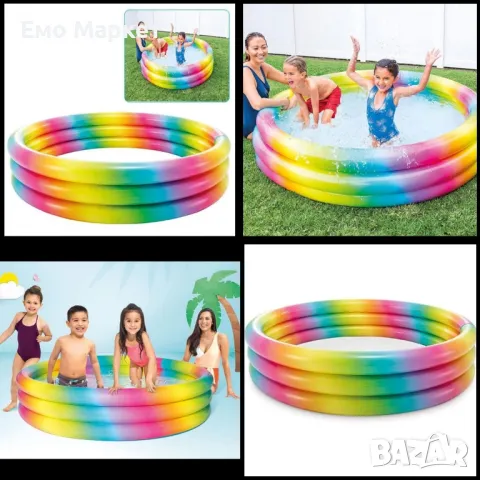 Многоцветен надуваем детски басейн Intex - Идеален за забавления в градината 58439NP
