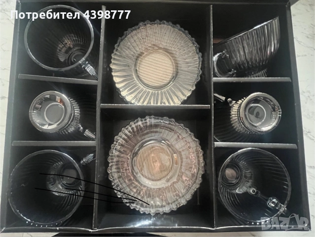 КОМПЛЕКТ СЕРВИЗ ЗА ЧАЙ -СТЪКЛЕН 12 ЧАСТИ ПРОЗРАЧЕН, снимка 3 - Други стоки за дома - 54236696