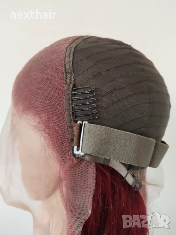 Естествена дантелена перука 80 см - 200% плътност, 13x6 Lace, бургунди тъмно червена права коса, снимка 9 - Аксесоари за коса - 53136225