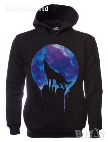 Нов мъжки суичър с дигитален печат Вълк, Голяма Луна, Серия вълци