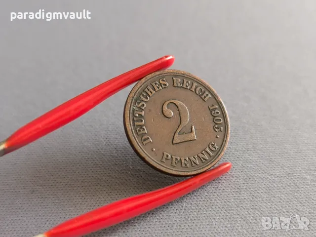 Райх монета - Германия - 2 пфенига | 1905г.; серия А