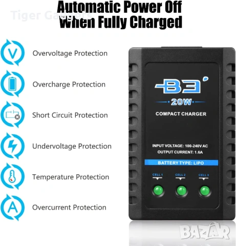 B3 зарядно за LiPo батерии 2S 3S 7.4V 11.1V RC балансиращо, снимка 3 - Друга електроника - 54135718