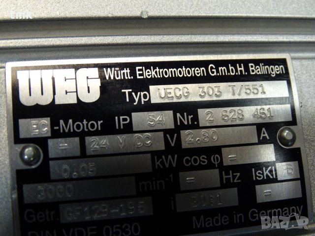мотор редуктор WEG UECS 303 T/551 24 VDC, снимка 8 - Резервни части за машини - 35033068