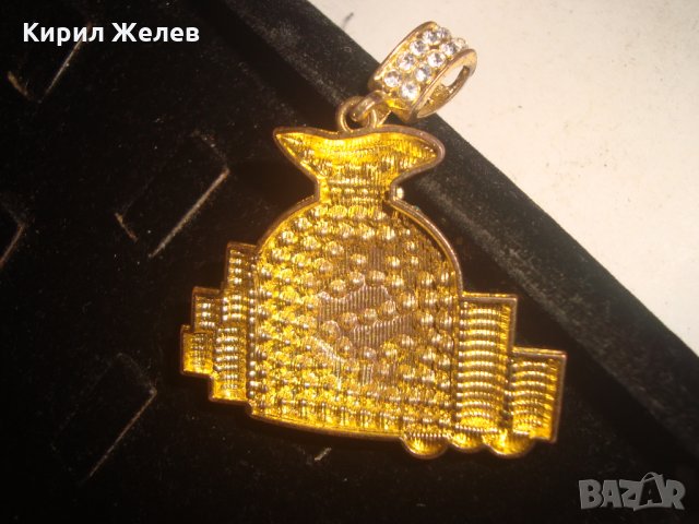 ПОЗЛАТЕН КЪСМЕТЛИЙСКИ ХАЗАРТЕН МЕДАЛЬОН с ЦИРКОНИ и ЗЕЛЕНИ КАМЪНИ 15401, снимка 7 - Колиета, медальони, синджири - 31293278