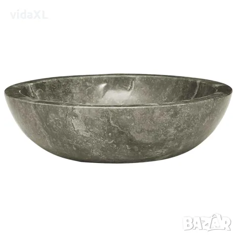 vidaXL Сива мивка, Ø40x12 см, мрамор, снимка 4 - Мивки - 56146154