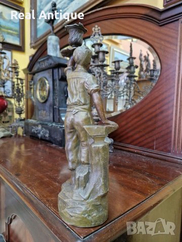 Антикварна френска фигура статуетка пластика свещеник , снимка 5 - Антикварни и старинни предмети - 39981976