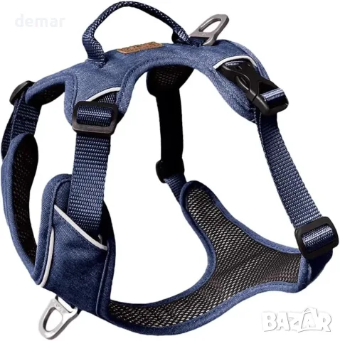 No-Pull кучешки колан-обезопасителен harness с предна и задна приставка за поводка, регулируем
