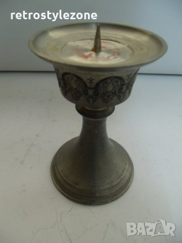 № 5573 стар метален свещник WMF  - надпис / печат / маркировка  - размери - височина 11 см , диаметъ, снимка 4 - Други ценни предмети - 33959892