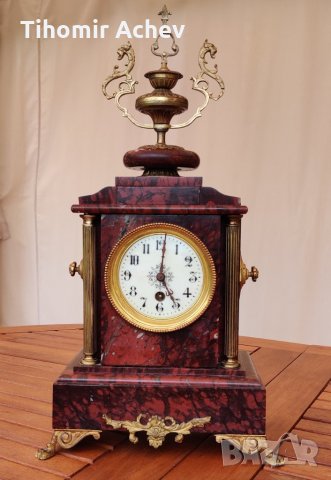 Старинен мраморен каминен френски часовник, снимка 1 - Антикварни и старинни предмети - 31426309