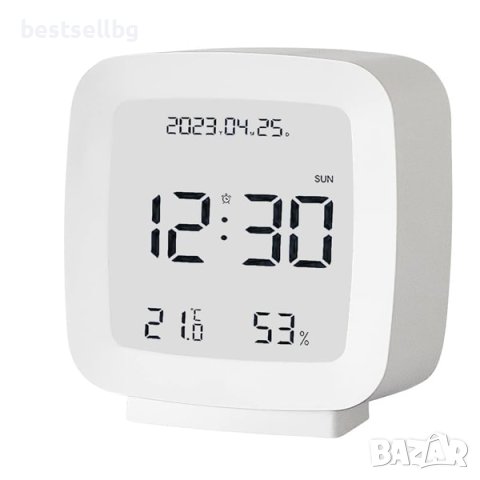 Малък светещ настолен часовник с термометър влагомер и аларма за бюро, снимка 8 - Други - 42188401