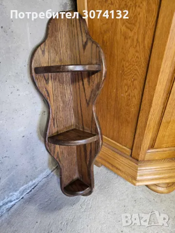 Масивна дъбова етажерка за ъгъл, снимка 3 - Етажерки - 49680257