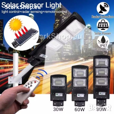 LED Соларна улична лампа – 30W, снимка 3 - Соларни лампи - 30519446