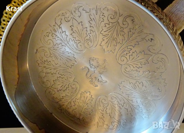 Посребрена поставка за бутилка,лъв,рози,барок. , снимка 5 - Антикварни и старинни предмети - 38394677