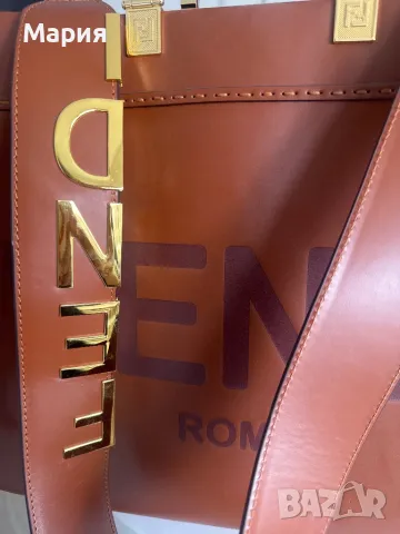 Голяма бизнес Фенди/Fendi „Слънчев лъч-Sinchine“ чанта от естествена кожа, снимка 7 - Чанти - 49828563