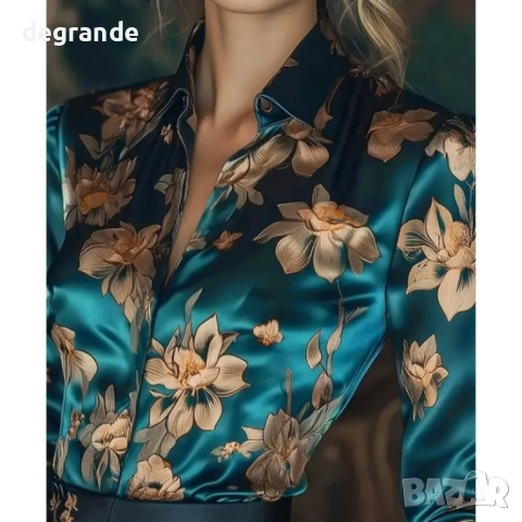 Дамска риза от сатен, снимка 2 - Ризи - 51557350
