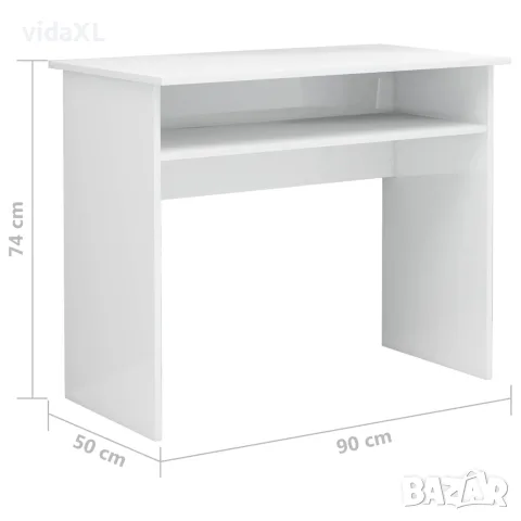 vidaXL Бюро, бял гланц, 90x50x74 см, инженерно дърво, снимка 6 - Бюра - 56147697