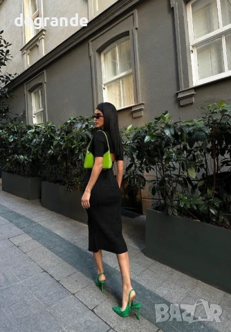 Черна Дамска рокля плетиво с ефектен гръб, снимка 2 - Рокли - 51145235