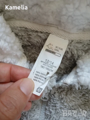 Пухкав детски зимен гащеризон тип пижама с мече качулка, дете 12-14г., снимка 4 - Детски пижами - 51178178