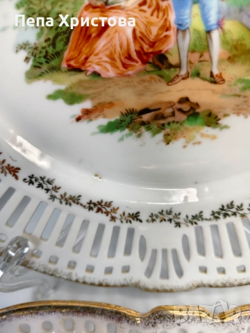 Сервиз за торта от немски  порцелан Schwarzenhammer, снимка 5 - Чинии - 52595970