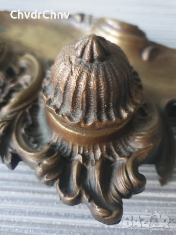 24см-1кг Art Nouveau/стара френска бронзова мастилница-двойна, снимка 7 - Антикварни и старинни предмети - 49053772